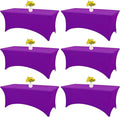 HAISIWLKJ 6 Pack Table Cloth 8ft Purple Tablecloths for Rectangle Folding Table Spandex Fitted Stretch Cover Wrinkle Resistant Washable Protector for Party, Wedding, Banquet, Festival.