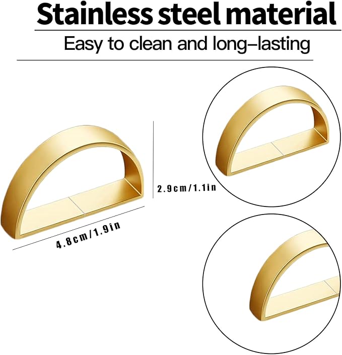 8 Pcs Matt Gold Napkin Rings - Metal Napkin Ring,Stainless Steel Napkin Rings for Table Settings Wedding Christmas Party Dinner Table(Semicircle)