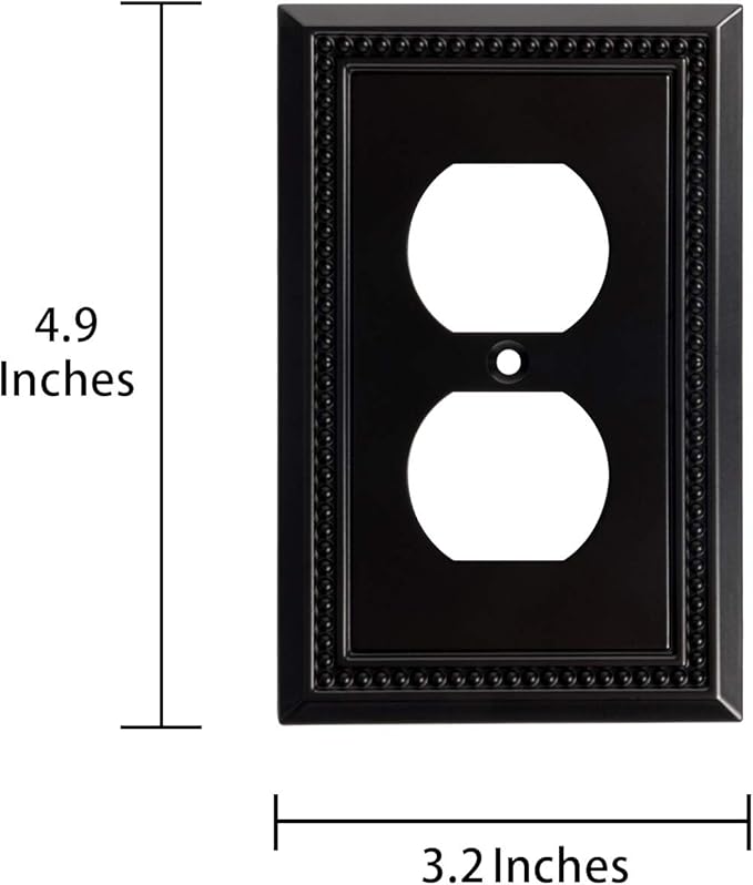 Henne Bery Sunken Pearls Heavy Duty Switch Plate/Wall Plate/Outlet Cover (Single Duplex 3PK, Matte Black)
