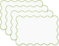 Hofdeco Premium Coastal Patio Indoor Outdoor Placemat Set of 4, 14"x19" Double-Layered, Waterproof Cloth Placemat for Kitchen or Dining Table. Green Embroidered Solid A
