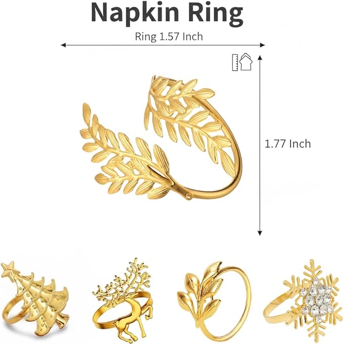 100 Pcs Gold Napkin Rings Bulk Delicate Napkin Holder for Dining Wedding Party Banquet Table Decroration Christmas and Daily Use