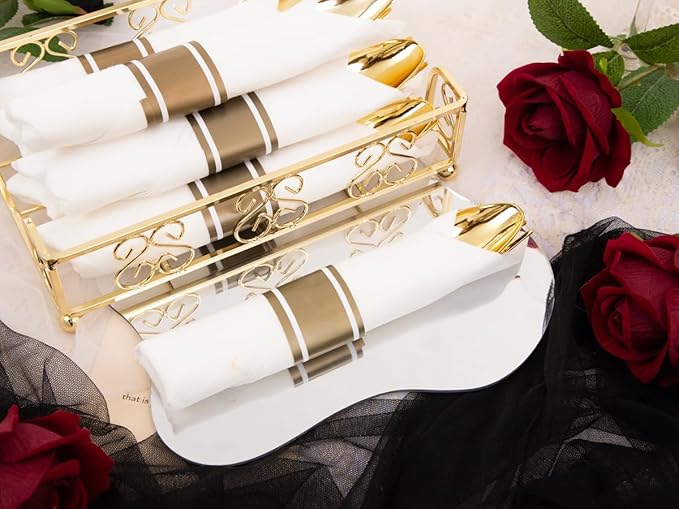 Hioasis 210pcs Black and gold Plates - Black Party Plates for 30 Guest, Include 60 Heavy-duty Plates(20% Thicker Than Standard), 30 Pre Rolled gold Plastic goldware Set, 30 Cups