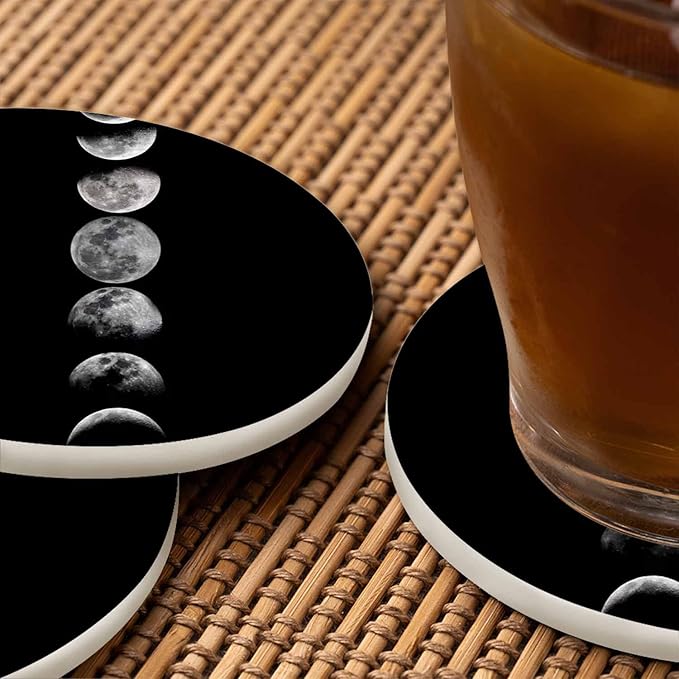 Eclipse Moon Coaster Lunar Universe Astronomy Nature Planet Space Sphere Dark Night Tabletop Protection for Any Table Type Wood, Granite, Glass, Soapstone, Sandstone, Marble, Stone Tables