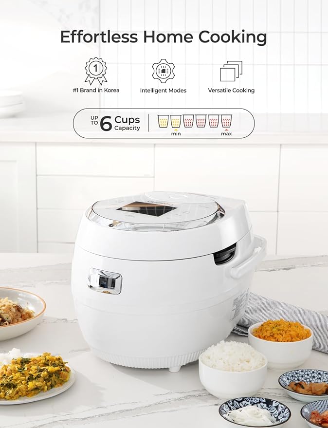 CUCKOO Micom Rice Cooker 10-Cup Uncooked / 20-Cup Cooked with Nonstick Inner Pot, Large Rice Maker with 16 Menu Options, Fuzzy Logic Technology, Auto Clean Mode, LCD Display, White (CR-1020F)