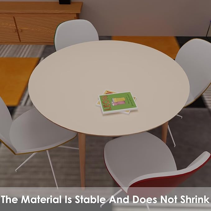Small Round Table Cover - Can Be Used On Both Sides Waterproof and Easy to Clean Good Flatness Used for Coffee Table Dining Table(Light Beige+Light Gray Dia.24Inch)
