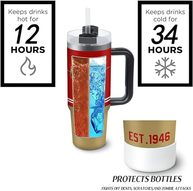San 30 oz Tumbler with Handle and Straw,Car cup,Coffee Mug,100% Leakproof Insulated Tumbler with Lid and Straw,Made of Stainless Steel,Cup Holder Friendly Base,Classic Collection Gifts for Fans
