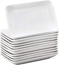 Irenare 12 Pcs 10 Inch Rectangular Salad Plates White Rectangular Porcelain Dessert Plates Appetizer Serving Tray Rectangular Porcelain Platters for Fruit Sushi Dinner Parties, Microwave, Oven Safe
