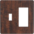 Light Switch Cover Brown Red Rustic Wood Grain Retro Farmhouse 2 Gang Toggle Rocker Combo Socket Cover Wall Plates Decorative Switch Plates and Outlet Covers for Farmhouse Cabin Decor