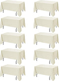 10-Pack Ivory Tablecloths for Rectangle Tables, 70 x 108 Inches, Stain-Resistant Polyester Fabric for 6 Foot Tables - Washable Table Covers for Weddings, Banquets, Birthday Parties, Events