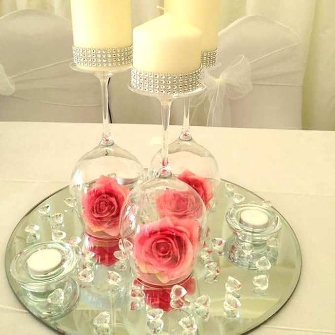 14Pack Round Mirror Plates for Centerpieces, 2mm, 10inch Circle Mirror Trays Plates Flat Circle for Tables Mirror Centerpiece, Round Mirror Tiles Candle Plate for Wedding Table Centerpieces