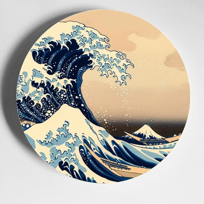 Decorative Ceramic Plates 10'' with Display Stand Modern Homage Wave Perfect for Wall Hanging Home and Office Decor DP-213005741