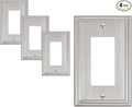 4-Pack Decorator Outlet Cover Plate, Brushed Nickel Decorative Switch Plates and Outlet Covers, Durable Zinc Alloy Wall Plates for Electrical Outlets, Receptacle, GFCI Outlet, Dimmer Switch