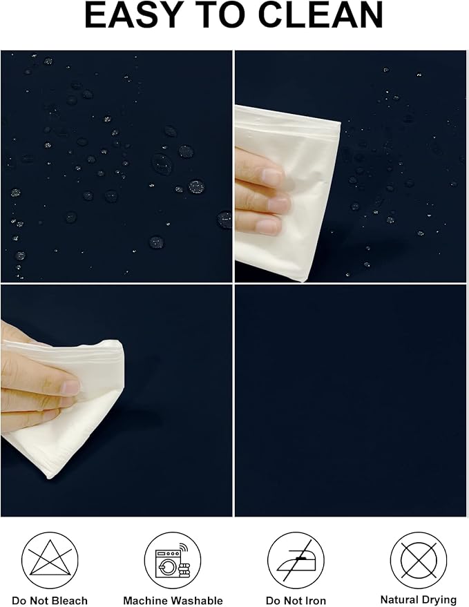 Fokitut 2 Pack Waterproof Rectangle Tablecloth, 60x84 Inch, Stain Resistant and Wrinkle Polyester Table Cloth, Fabric Table Cover for Kitchen Dining, Wedding, Party, Holiday Dinner-Navy