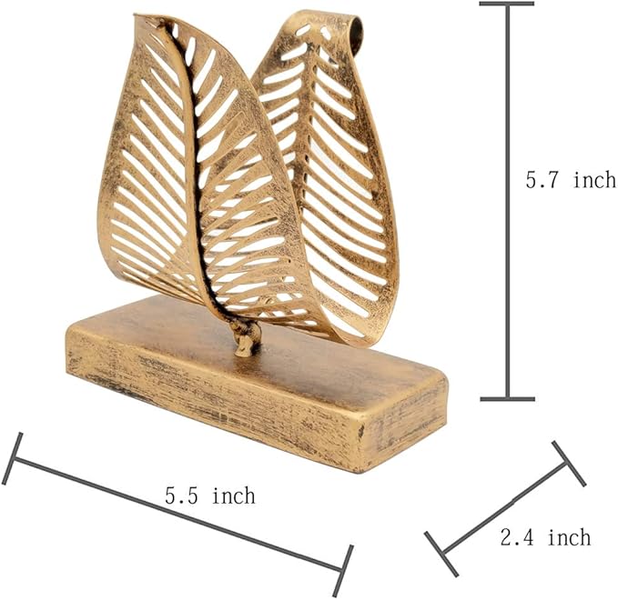 Set of 2 Freestanding Modern Napkin Holder with Leaf Design, Tabletop Tissue Dispenser, Countertop Napkin Storage Organizer – Bronze