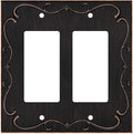 French Cabriole Decorative Wall Plate Switch Plate Outlet Cover (Double Decorator, Aged Bronze)