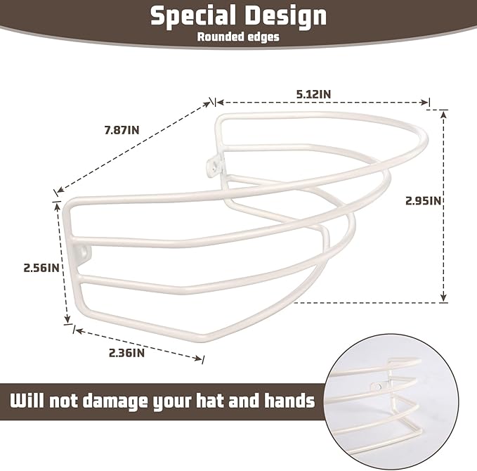 Hat Organizer for Baseball Caps, 2-Pack Beige White Metal Hat Rack Ball Cap Storage Organizer Hold Up to 30 Caps Hat Holder for Wall Door Closet, Wall Mounted & Adhesive Installation Option