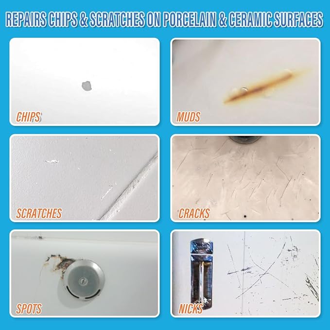Specialty Tub and Tile Paint, High-Gloss Bathtub Paint White, Quick-Dry Porcelain paint for Scratches & Chips on Fiberglass, Porcelain, Acrylic, Enamel, Cast Iron, Bathtubs, Tiles, Sinks and Toilets(White)