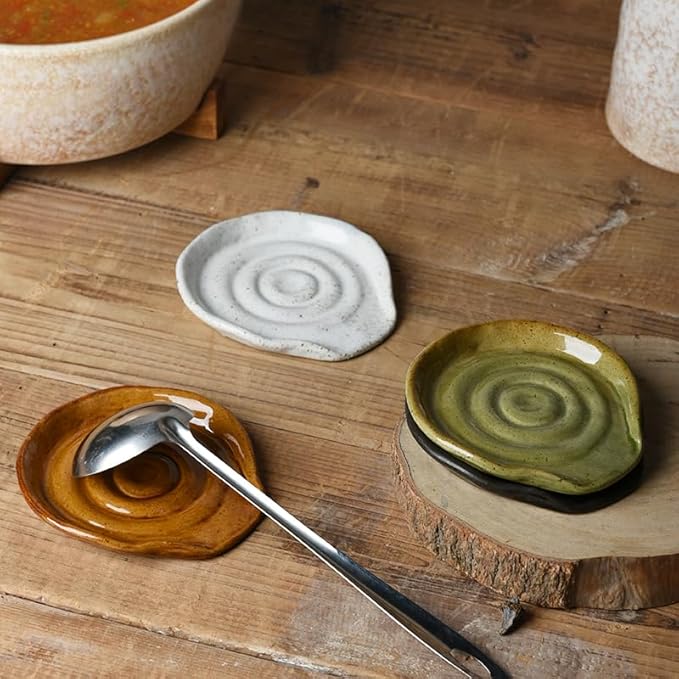 Spoon Rest for Stove Top, Black Ceramic Spoon Holder for Counter, Modern Farmhouse Decor Accessories for Spatula, Spoons or Tongs Gifts for Women Mom