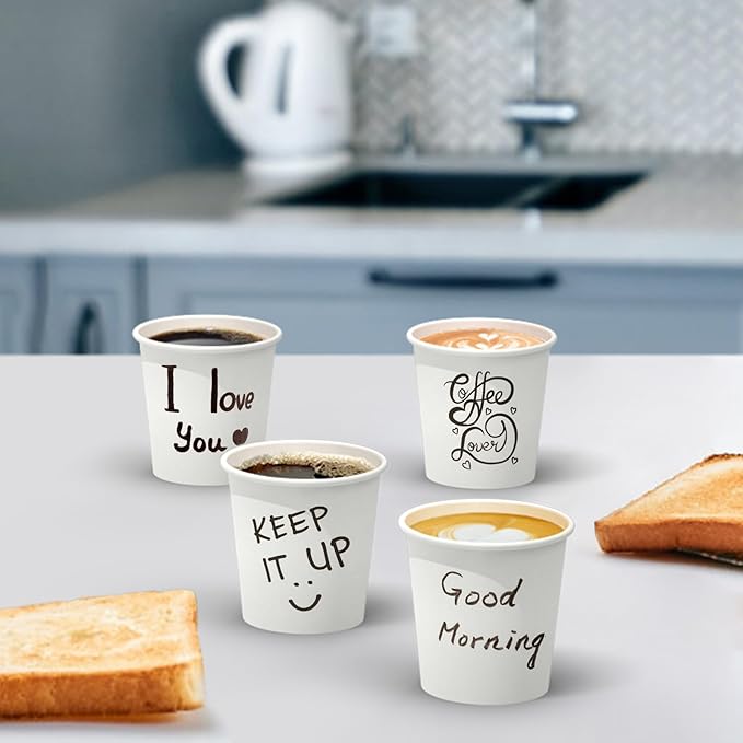 100 Count 4 oz Coffee Cups, Leak-Free Food Safe Paper Cups 4 oz, Disposable 4oz White Paper Cups for Cold and Hot Drinks