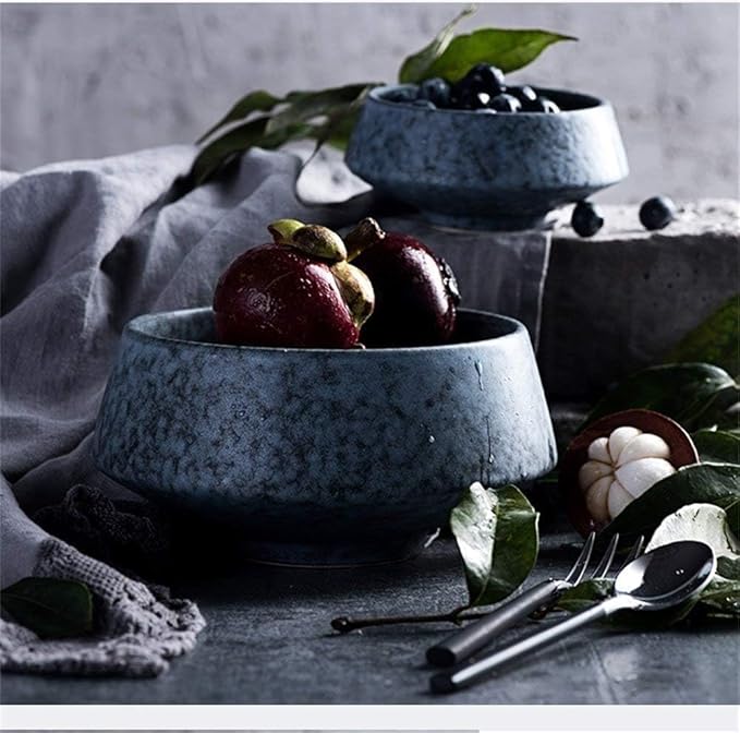 Bowls Japanese Style Irregular Noodle Bowls Fruit Salad Noodle Soup Bowl Dinnerware Set Ceramic Bowls Tableware(Medium)