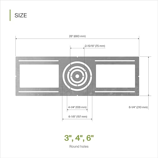 ASD 72 Pack New Construction Mounting Plate with Symmetric Round Hole - 3-4-6" Flat Steel Rough-in Wafer Light Bracket, LED Recessed Lighting Housing