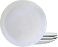 10 Inch Ceramic Dinner Plates Set of 4, Embossed Vintage White Dishes - Microwave & Dishwasher Safe Porcelain for Portion Control, Salad, Pasta - Scratch Resistant Farmhouse Dinnerware