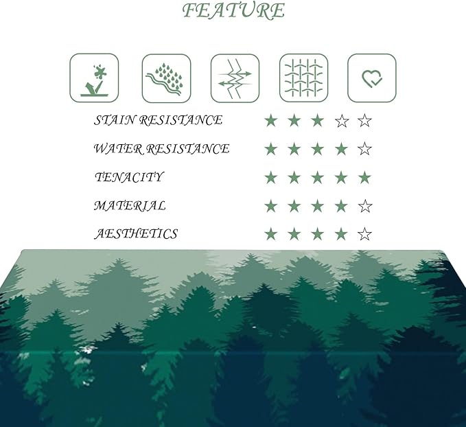 60x84 Inch Nature Rectangular Tablecloth Misty Pine Forest Silhouette Table Cloth Waterproof Durable Table Cover for Party Picnic Indoor Gaming Room Decor