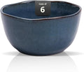 Organic Shape Highland Ceramic Bouillon Cup, 6pcs Handmade Reactive Glaze Stoneware Dip Bowls 9oz with Wavy Edge, for Kitchen, Microwave & Dishwasher Safe, Scratch Resistant-Blue