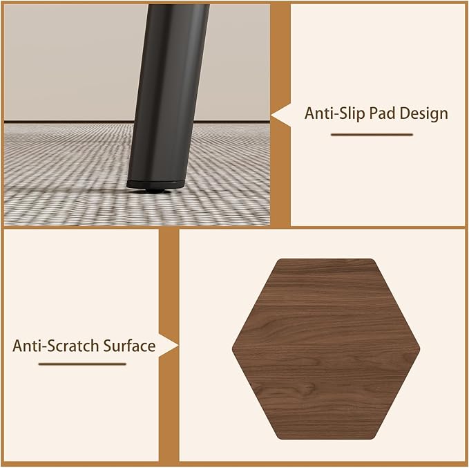 47.2'' Dining Table Set for 4,Modern Wood Dining Table,Leather Dining Chairs 4,Table and Chairs Set of 4,Ideal for Kitchen Dining Room (Walnut Color Table + 4 Gray Chairs, 47.2")
