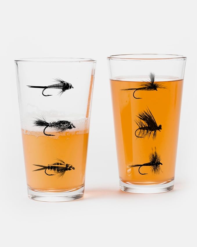 Black Lantern Fly Fishing Pint Glass One 16oz. Fly Fishiing Flies Beer Glass - 16oz. Capacity