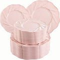 Morejoy Pink Plastic Plates 60PCS for Party, Disposable Plates, Includes 30PCS Dinner Plates, 30PCS Dessert Plates, Perfect for Wedding, Shower, Valentine's Day