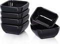 Delling Square Porcelain Ramekins - Oven Safe, Set of 6 Black, Perfect for Creme Brulee & Souffle