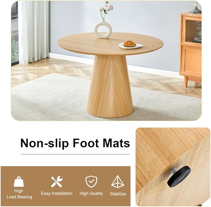 47'' Round Wood Dining Table Set for Kitchen - 7-Piece, Includes Chairs (Seats 6), Farmhouse Style