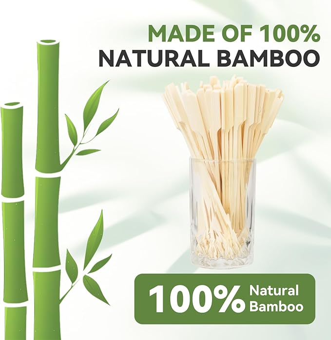 100PCS Cocktail Picks, Fancy Picks for Appetizers, Decorative Skewers for Appetizers Drinks Party Fruit, 6 Inch Long Wooden Bamboo Paddle Food Sticks Charcuterie Boards Accessories
