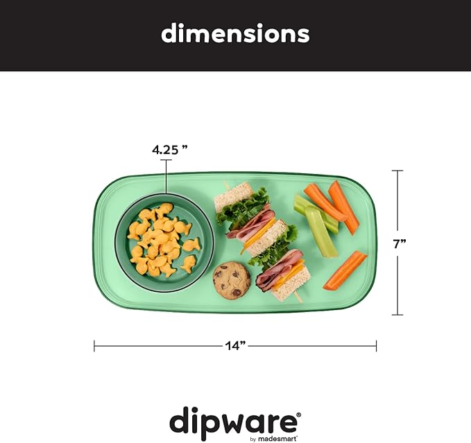 madesmart dipware Small Serving Plate, Stackable & Removable Dip Bowl for Salsa, Queso, Salad, Olives, Dishwasher & Microwave Safe, Multipurpose Plate & Bowl, Sage