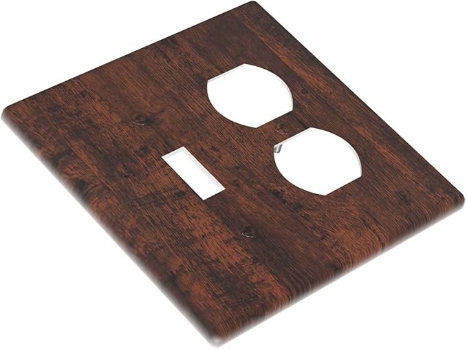 Light Switch Cover Plate Brown Red Rustic Wood Grain Retro Farmhouse 2 Gang Decorative Switch Plates 1 Toggle Duplex Combo Outlet Covers GFCI Wall Plates for Farmhouse Cabin Decor