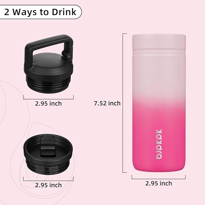 BJPKPK Insulated Water Bottle with 2 Lids,20 oz Double Wall Stainless Steel Vacuum Tumbler Travel Coffee Mug,Wide Mouth Thermal Cup,Cherry Blossom