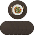 Artoid Mode Coffee Faux Leather Placemats Set of 6, 15 Inch Waterproof Wipeable Heat Resistant Vinyl Place Mats, Reversible Table Mats for Kitchen Dining Decor