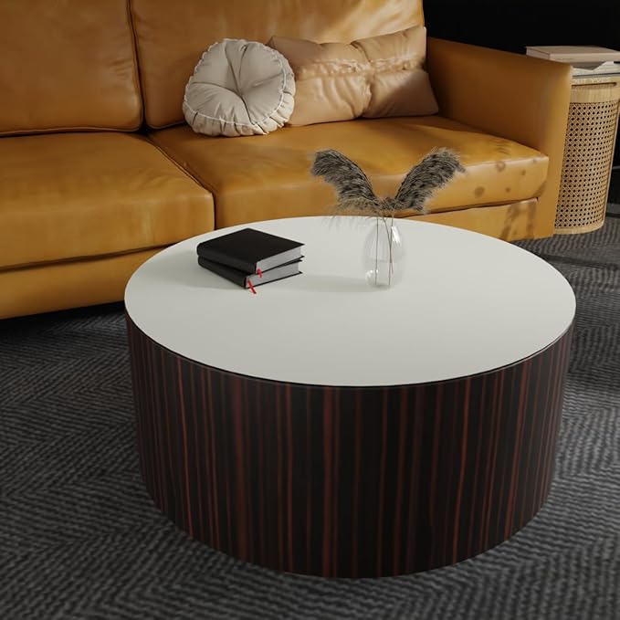 Round Table Pad, 1.8mm Thick, Dia.24 Inch, Leather Table Cover, Dining Table Protector, Table Top Protector (White+White)