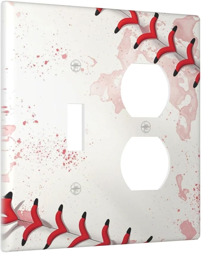 Light Switch Cover Plate Baseball Sports Ball Game 2 Gang Decorative Switch Plates 1 Toggle Duplex Combo Outlet Covers GFCI Wall Plates for Bathroom Bedroom Decor
