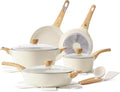 SENSARTE 14-Piece Ceramic Non Stick Induction Cookware Set, Non Toxic Healthy Non Stick Kitchen Cooking Pots and Frying Pans Set, PFAS PTFE PFOA PFOS Free, Ceramic White