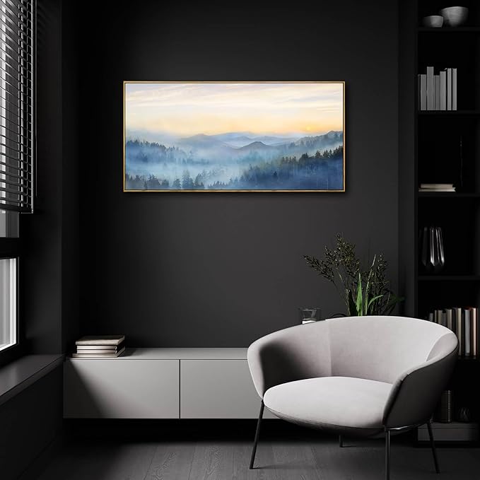 YJYart Tree Wall Art for Living Room Forest Nature Painting 20"x40"Framed Artwork Landscape Canvas Print for Bedroom Office Home Decor