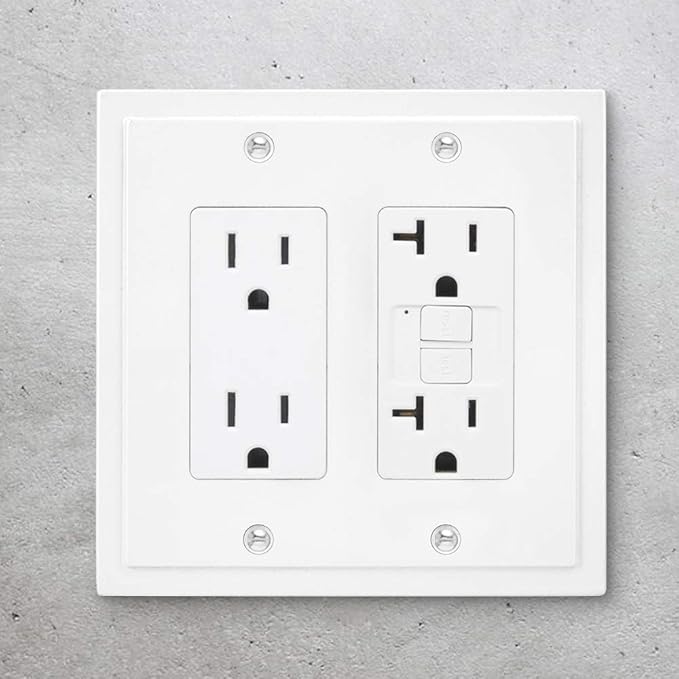 Henne Bery Modern Edge Decorative Wall Plate Switch Plate Outlet Cover, Durable Solid Zinc Alloy (Double Decorator, White)
