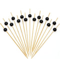 Minisland Black Pearl Cocktail Picks, 4.7 Inch Long Bamboo Fancy Toothpicks for Appetizers, Decorative Halloween Holiday Party Food Drink Garnish Fruit Kabob Skewer Sticks 100 Counts - MSL456