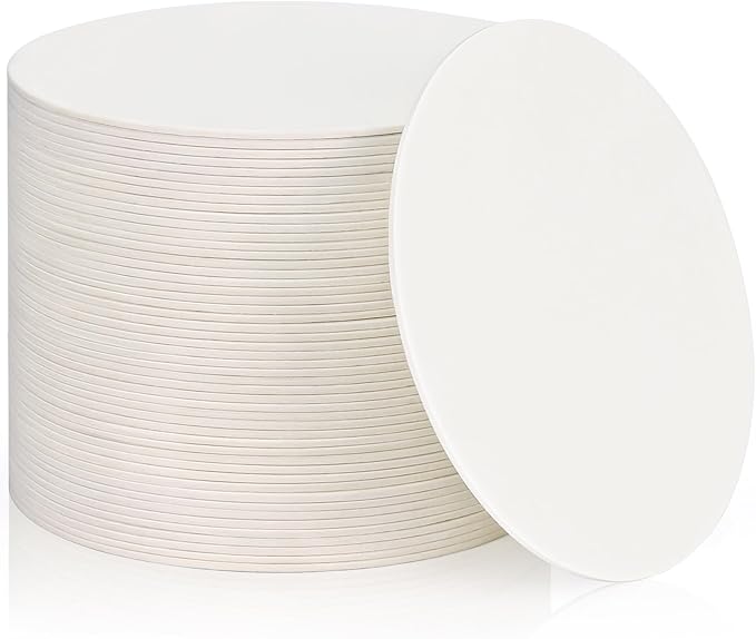50 Pieces Disposable Paper Coasters, GOH DODD Thickened (1.5MM) 4 Inch Bar Coasters Bulk Absorbent Cardboard Blanks for Drinks DIY Arts Crafts Wedding Party Gifts Education, White, Round