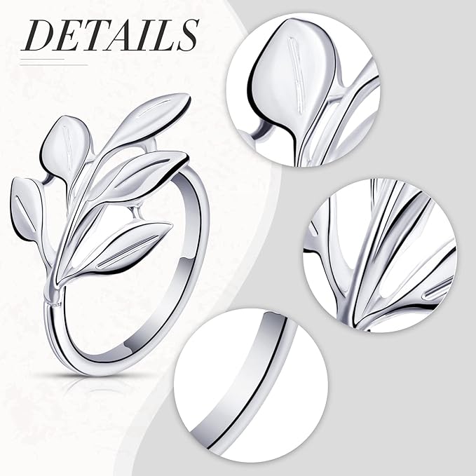 Hotop 12 Pcs Leaf Napkin Rings Set Silver Metal Napkins Rings Holders Bulk Glossy Table Adornment for Vintage Wedding Bridal Thanksgiving Christmas Holidays Fall Dinner Party Decoration Favors