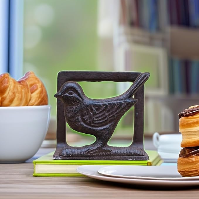Exquisite Vintage Cast Iron Napkin Holder With Playful Standing Animal Motif - Elevate Elegance And Functionality In Your Table Setting (Birdie)
