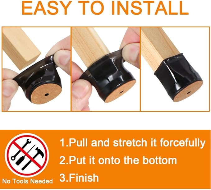 32 Pcs Chair Leg Floor Protectors for Hardwood Floors Silicone Covers to Protect Wood Tile Floors Felt Bottom Furniture Leg Caps Anti-Scratch Reduce Noise (Fit:0.9"-1.29")