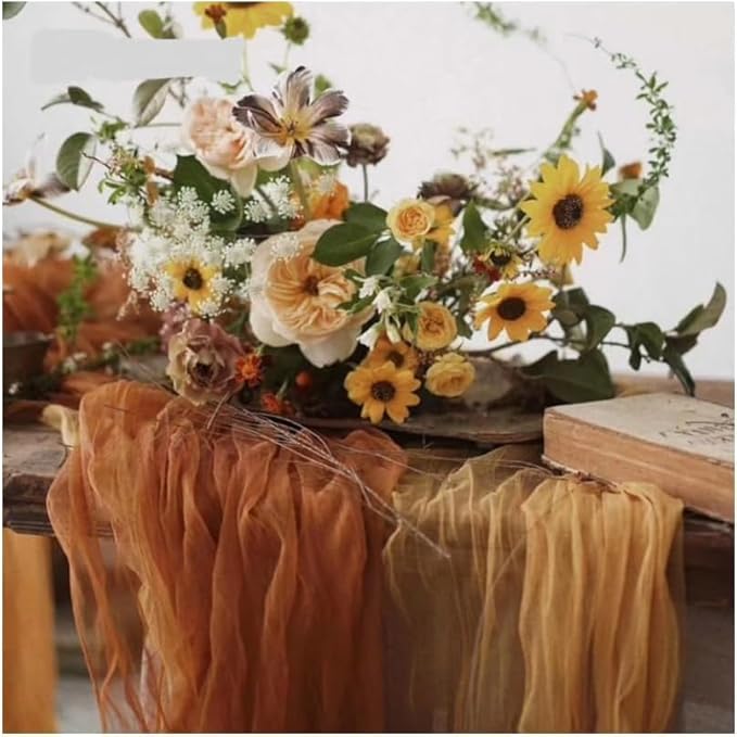 Joanlody Terracotta Cheesecloth Table Runner Spring Easter 10Ft Rustic Gauze Boho Cheese Cloth Table Runner for Wedding Bridal Baby Shower Decoration 6 Pack
