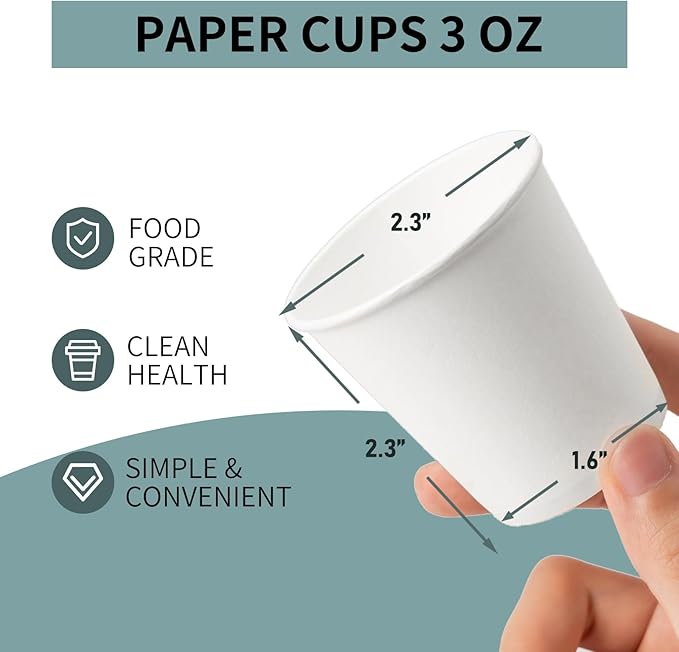 RACETOP [100 Pack] 3 oz Bathroom Paper Cups, Disposable Paper Cups, Mouthwash Cups, Paper Coffee Cups, Ideal for Bathroom
